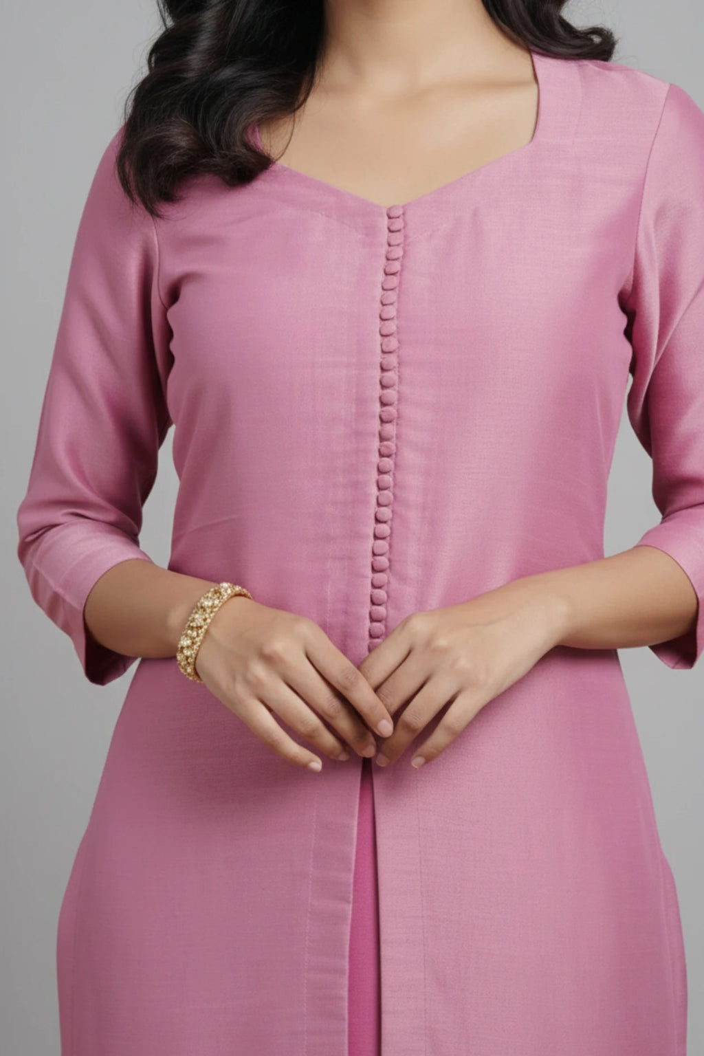 Pink silk blend kurta palazzo set for women, silk kurta set for women, Pink ethnic wear suit set with palazzo
