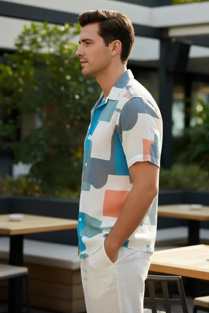 Get an effortless look with this abstract cotton shirt for men. Versatile shirts for men that transition easily from day to night.