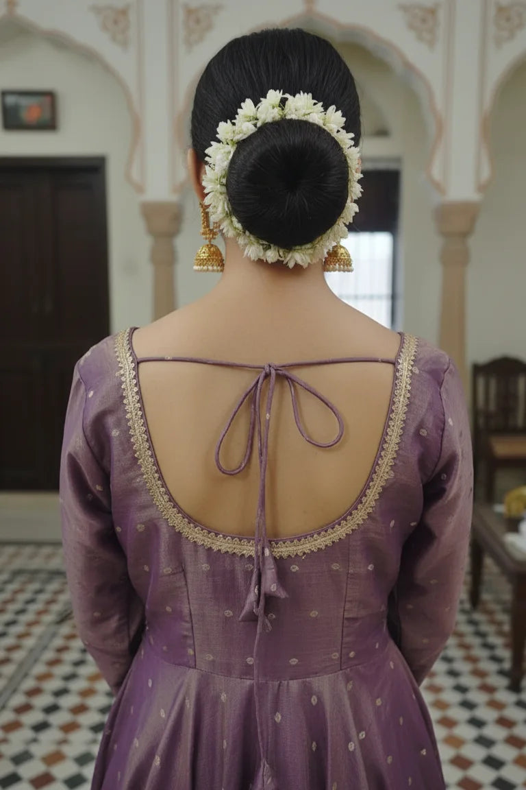 Elegant kurta palazzo set for women featuring a purple full sleeve kurti with scoop neck. This long kurta dress showcases a modern kurta dizain new and korta dijain, perfect as a stylish kurti and palazzo set or plazo set for women.
