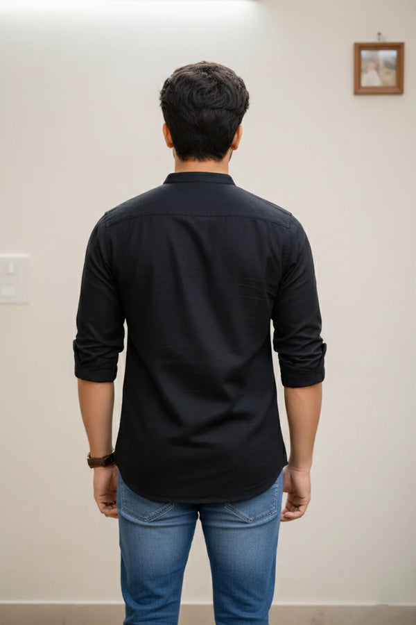 Eid Kurta for Men Black Short | Mandarin Collar Plain Cotton Stylish Ethnic