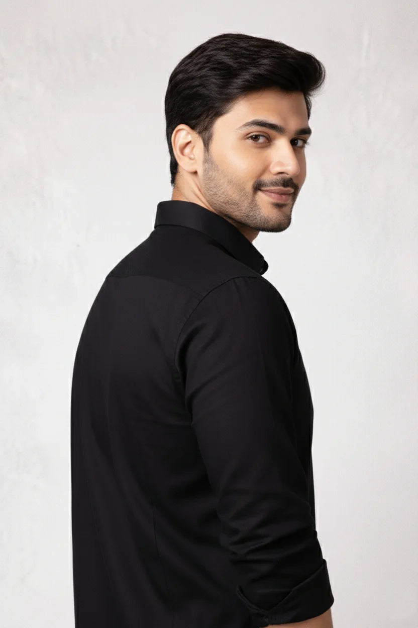 Cotton Kurta for Men Black | Plain Regular Fit Stylish Ethnic Kurta