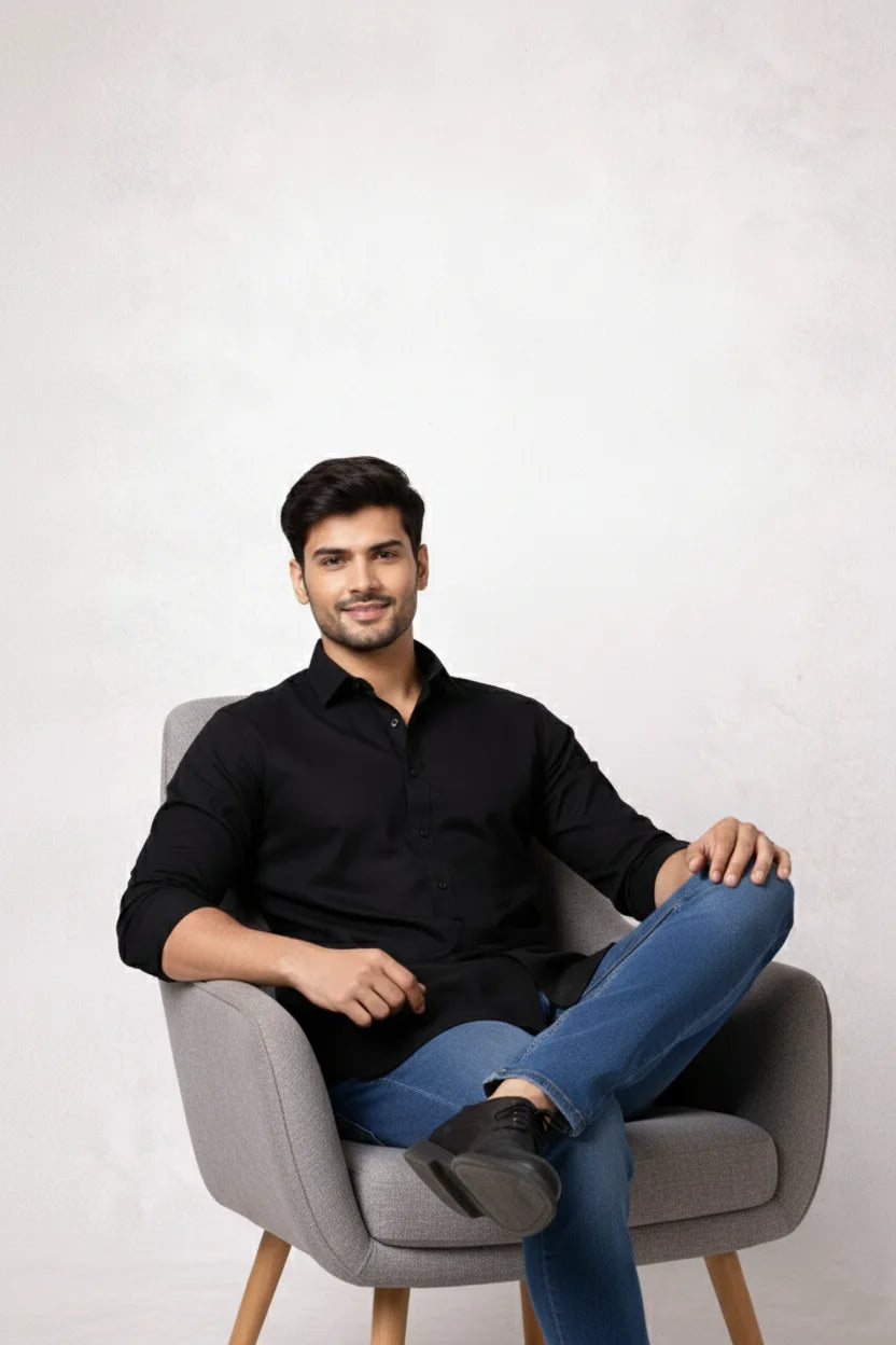 Black Kurta with Jeans | Stylish Kurta for Men Plain Cotton Casual Wear