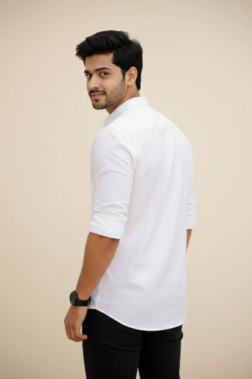 Eid Kurta for Men White Short | Spread Collar Plain Cotton Stylish Ethnic