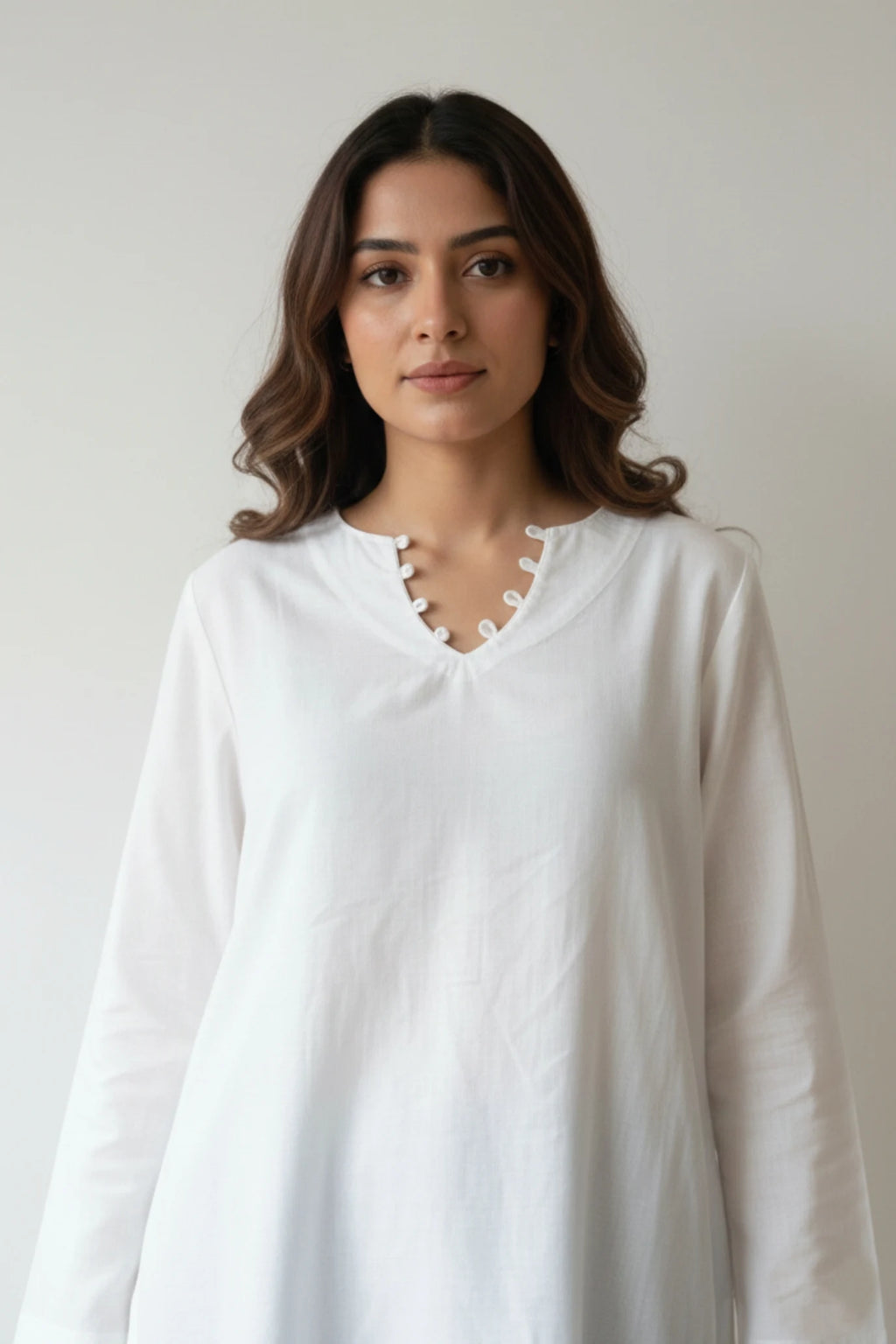 White Kurtis for Women | Plain Cotton Short Kurti Palazzo Set Online India