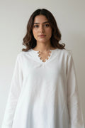 White Kurtis for Women | Plain Cotton Short Kurti Palazzo Set Online India