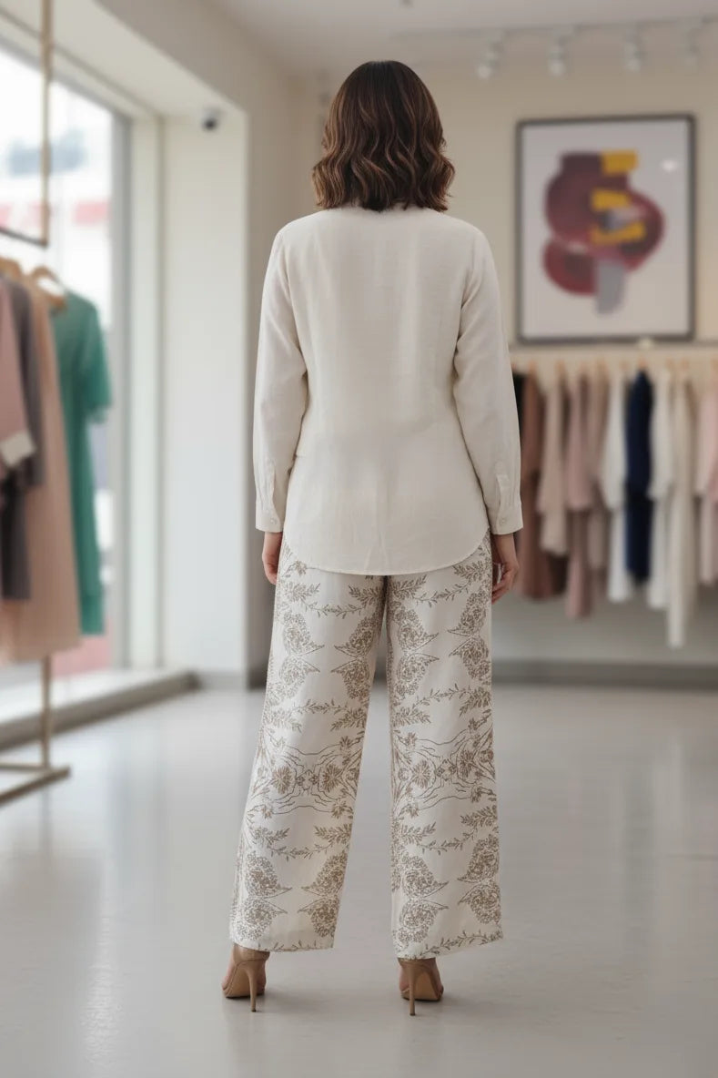 Cotton Three Piece Set for Women | Floral Palazzo Pants Summer Tops Outfit