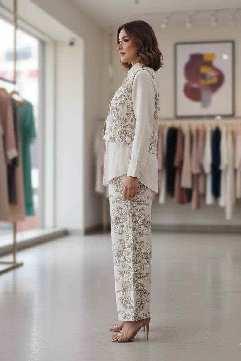 Cotton Fabric 3 Piece Set | Floral Printed Palazzo Pants Women's Clothing