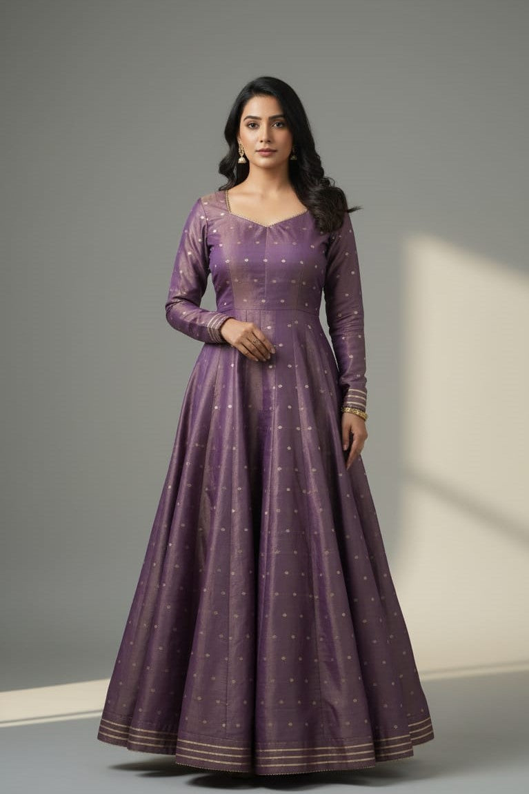 Purple Banarasi Anarkali Gown for Women