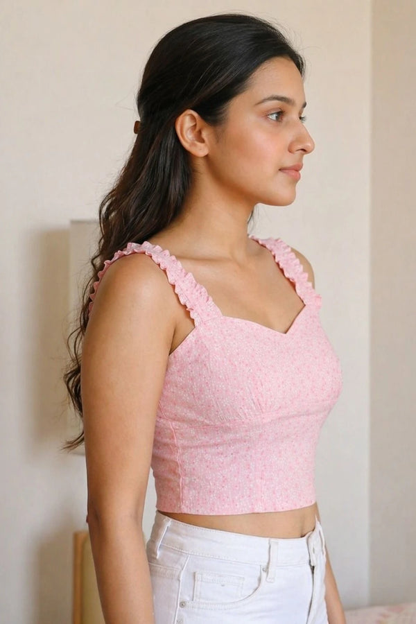 Floral Cotton Crop Tops