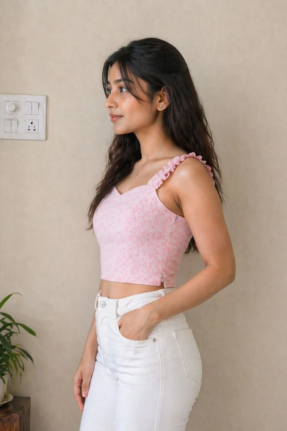 Floral Cotton Crop Tops