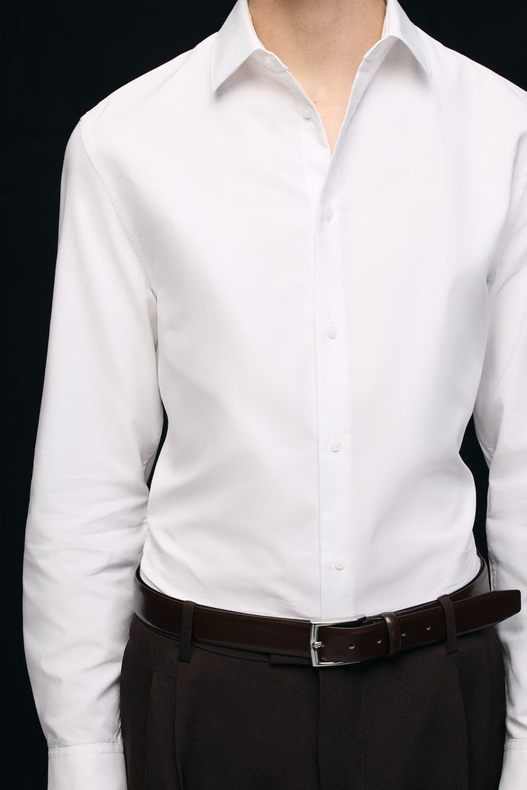 White Formal Cotton Shirt – Collar Detail Close-Up