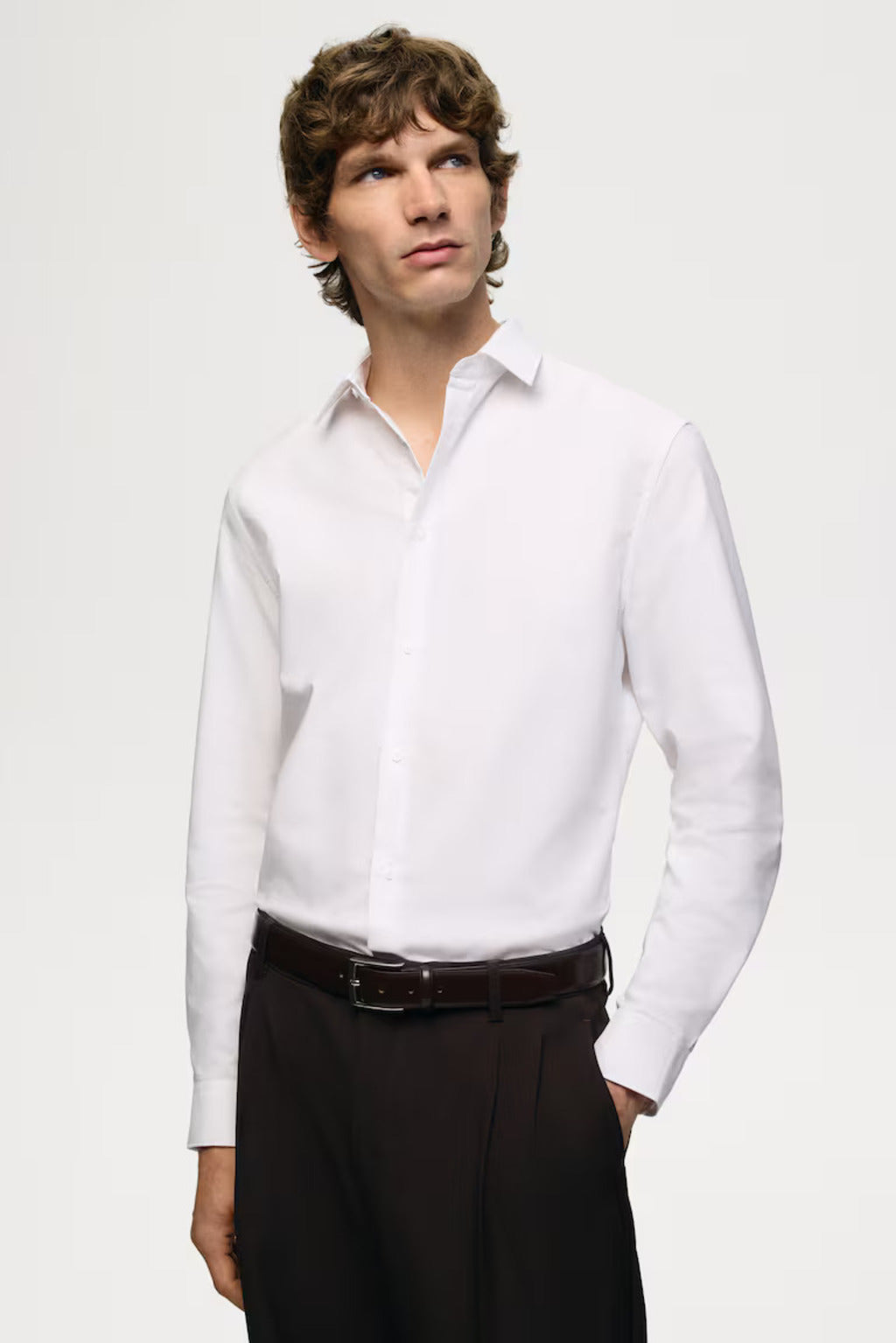 White Formal Cotton Shirt for Men – Front View