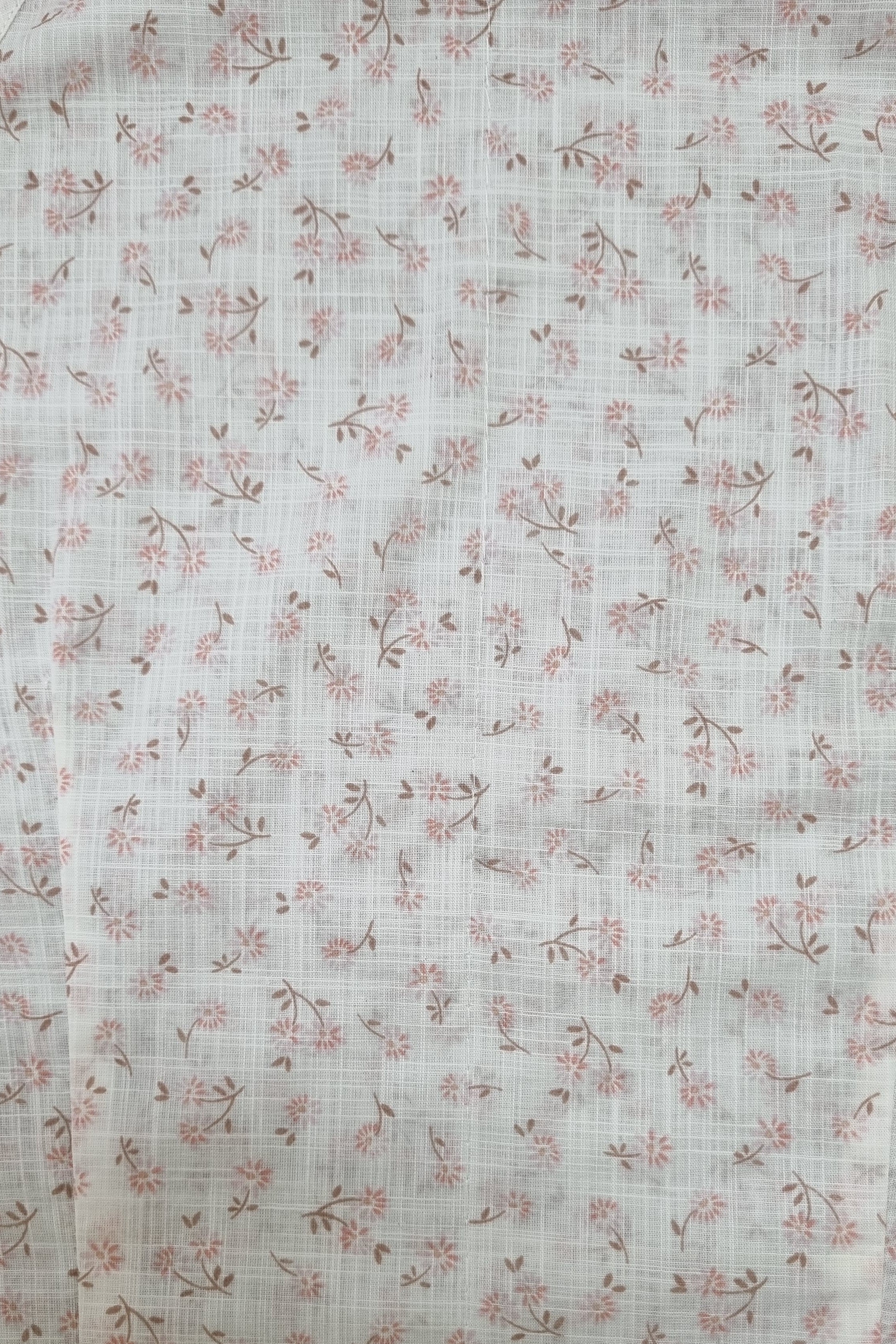 White Pink Floral Cotton Crop Shirt for Women – Close-Up Print Detail