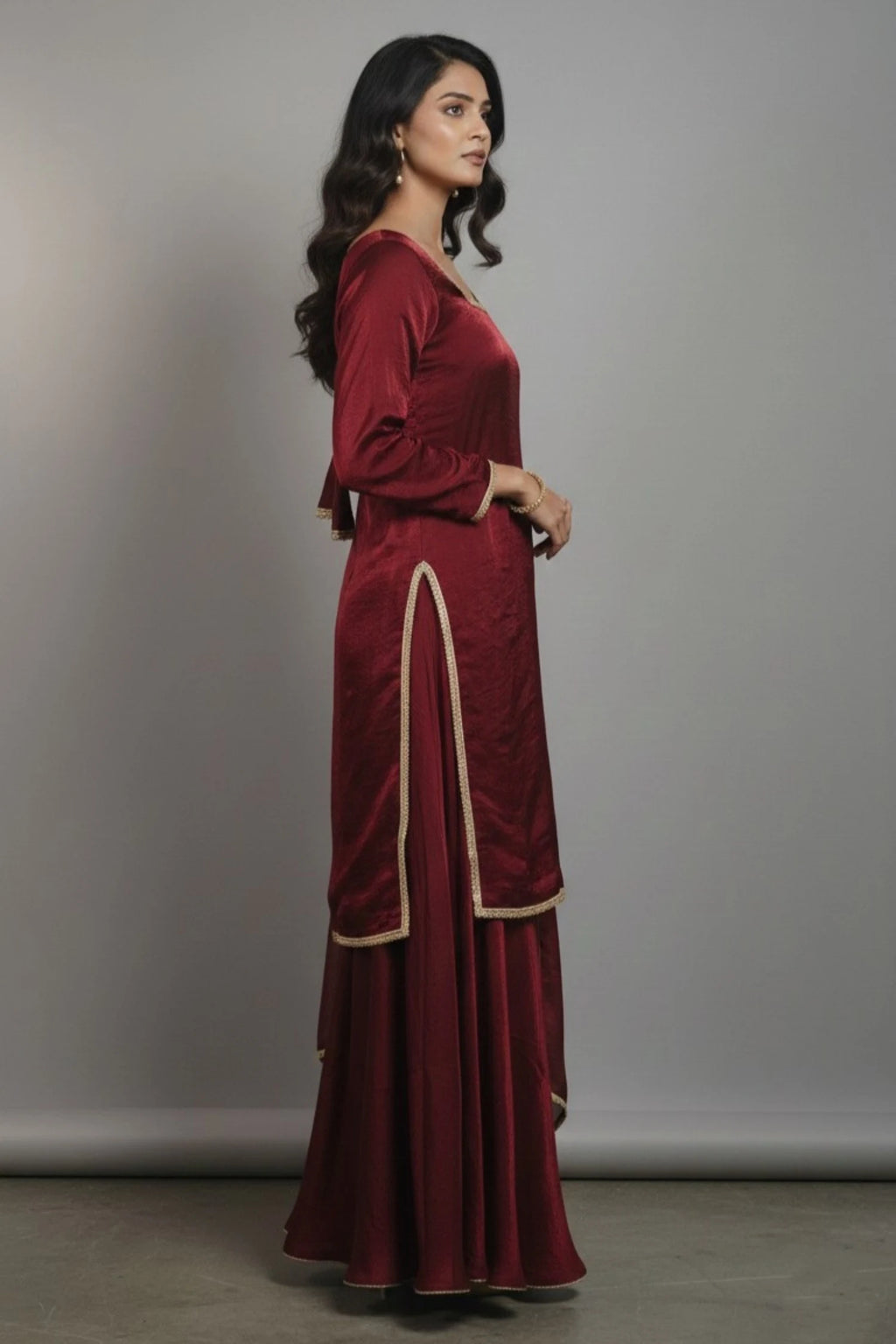 Women Fendy silk kurta palazzo set with dupatta, festive ethnic suit set, stylish traditional wear