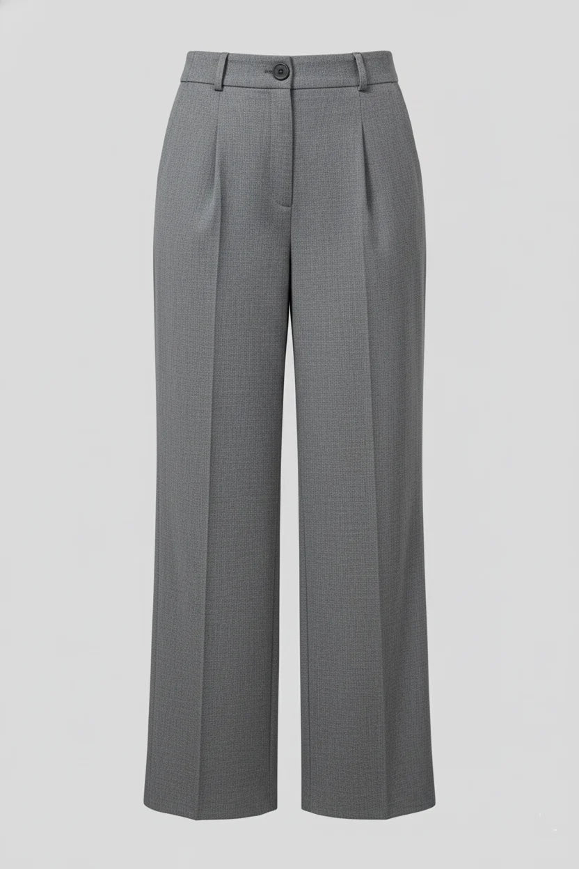 Women Grey formal Wide-Leg Trousers-mockup