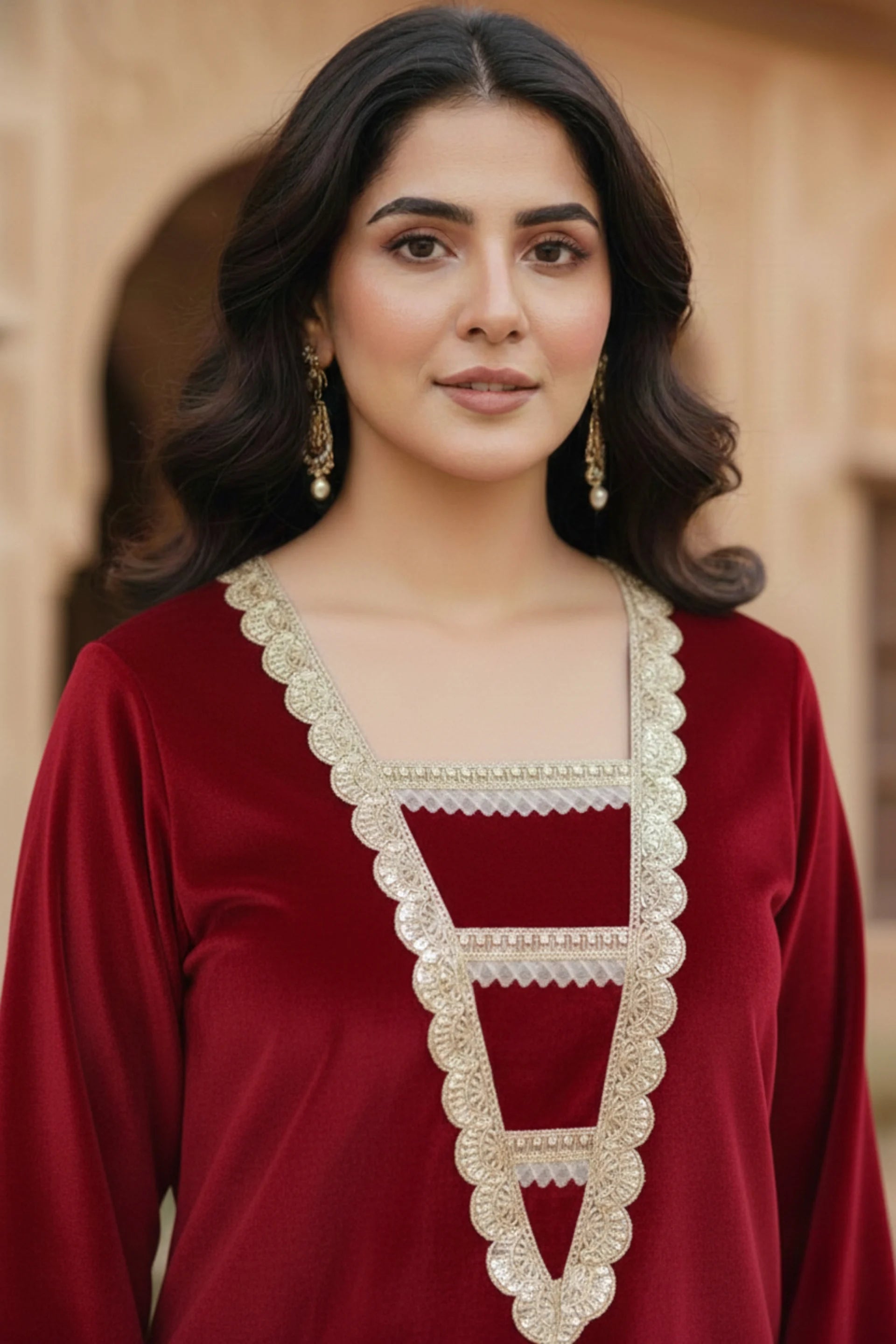 Women velvet kurta palazzo set, party wear kurta pant set for women, festive ethnic suit set