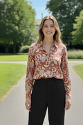Cotton shirt for women with floral print and full sleeves. Lightweight summer shirt for women, perfect as a ladies cotton shirt, printed shirt, and stylish long sleeve top.