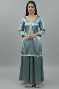 Women’s mint green silk kurta palazzo set featuring elegant women ethnic wear, perfect traditional wear for women, stylish women suit pant set suitable for festive and ethnic occasions, comfortable and graceful women wear outfit.