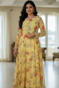 Brighten your wardrobe with this yellow floral dress. A breezy choice in maxi dresses for women for sunny days and outdoor brunches.