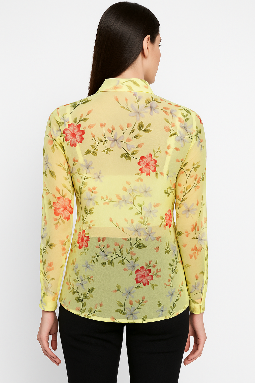 Yellow Georgette Korean Fit Shirt