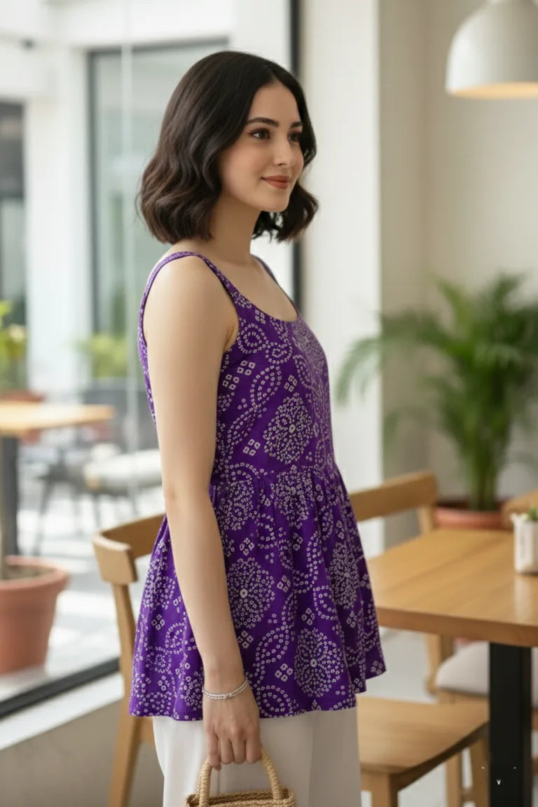 bandhani print kurti - side view