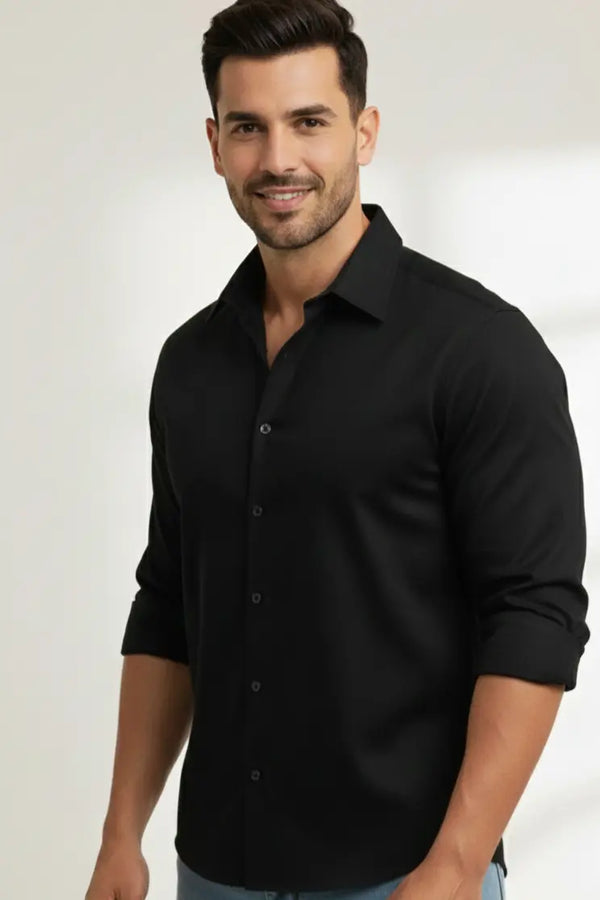 Men’s Classic Black Formal Cotton Shirt