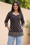 Maroon Short Block Print Kurti