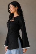 Triangle Neck Black Kurti