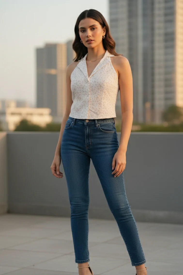 light pink  floral crop top for women, sleeveless cotton top, trendy summer wear crop top for girls