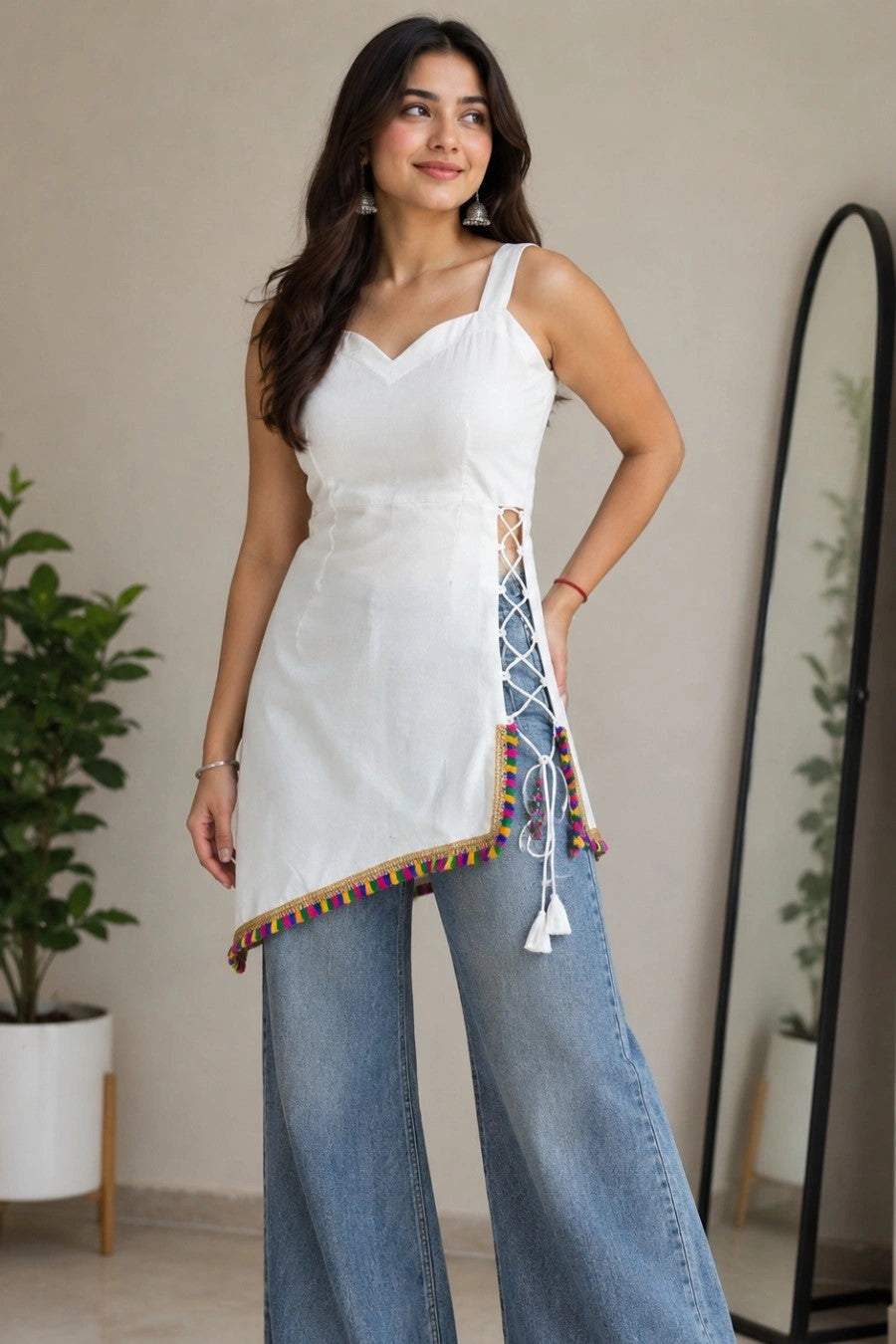 White Stylish Cotton Kurti for Women