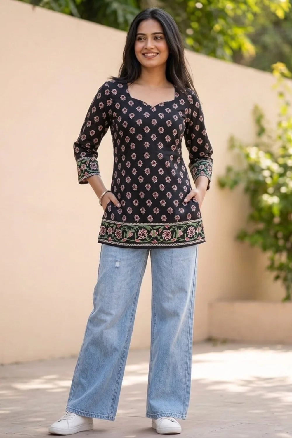 Maroon Short Block Print Kurti