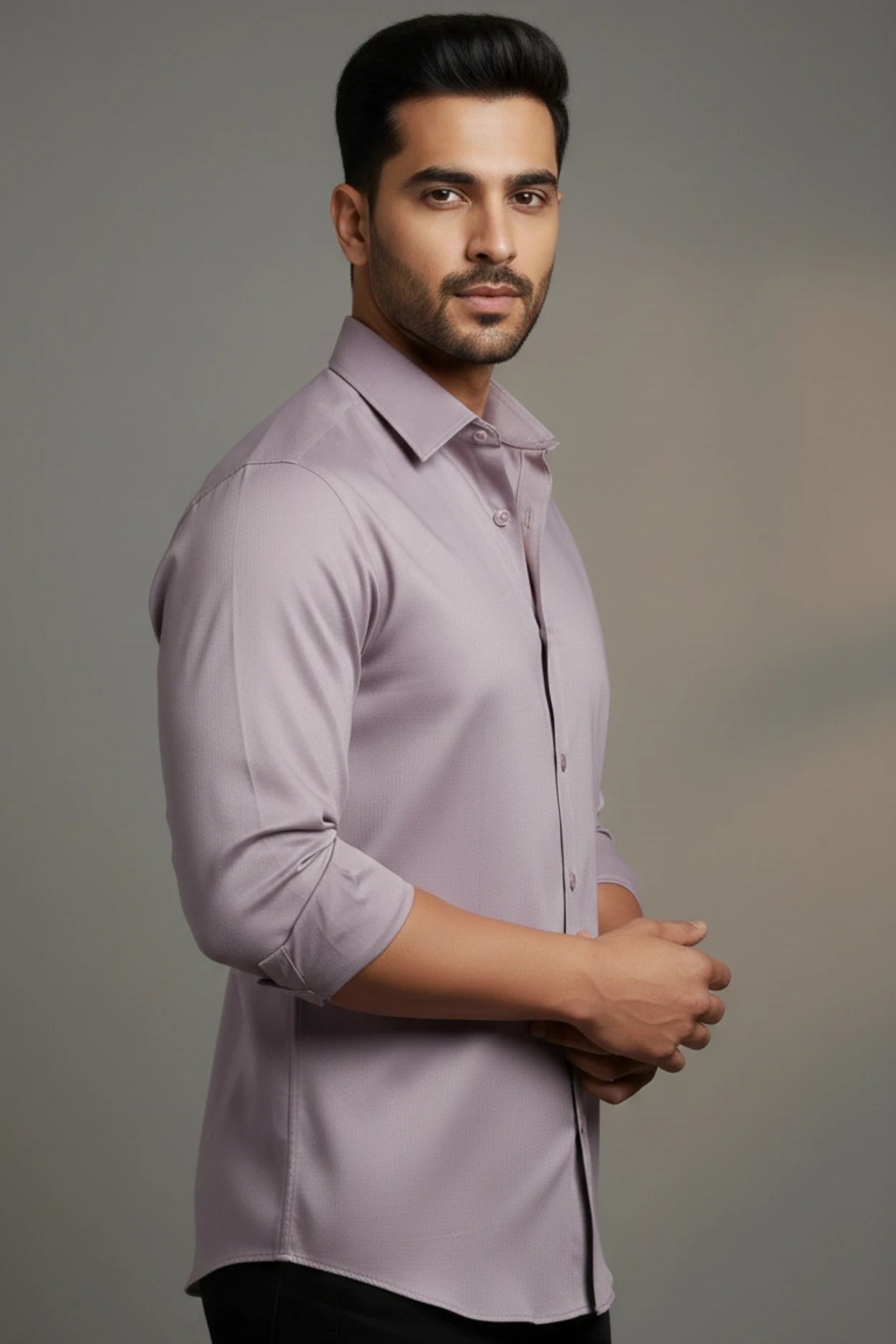 Men Cotton Lavender Formal Shirt