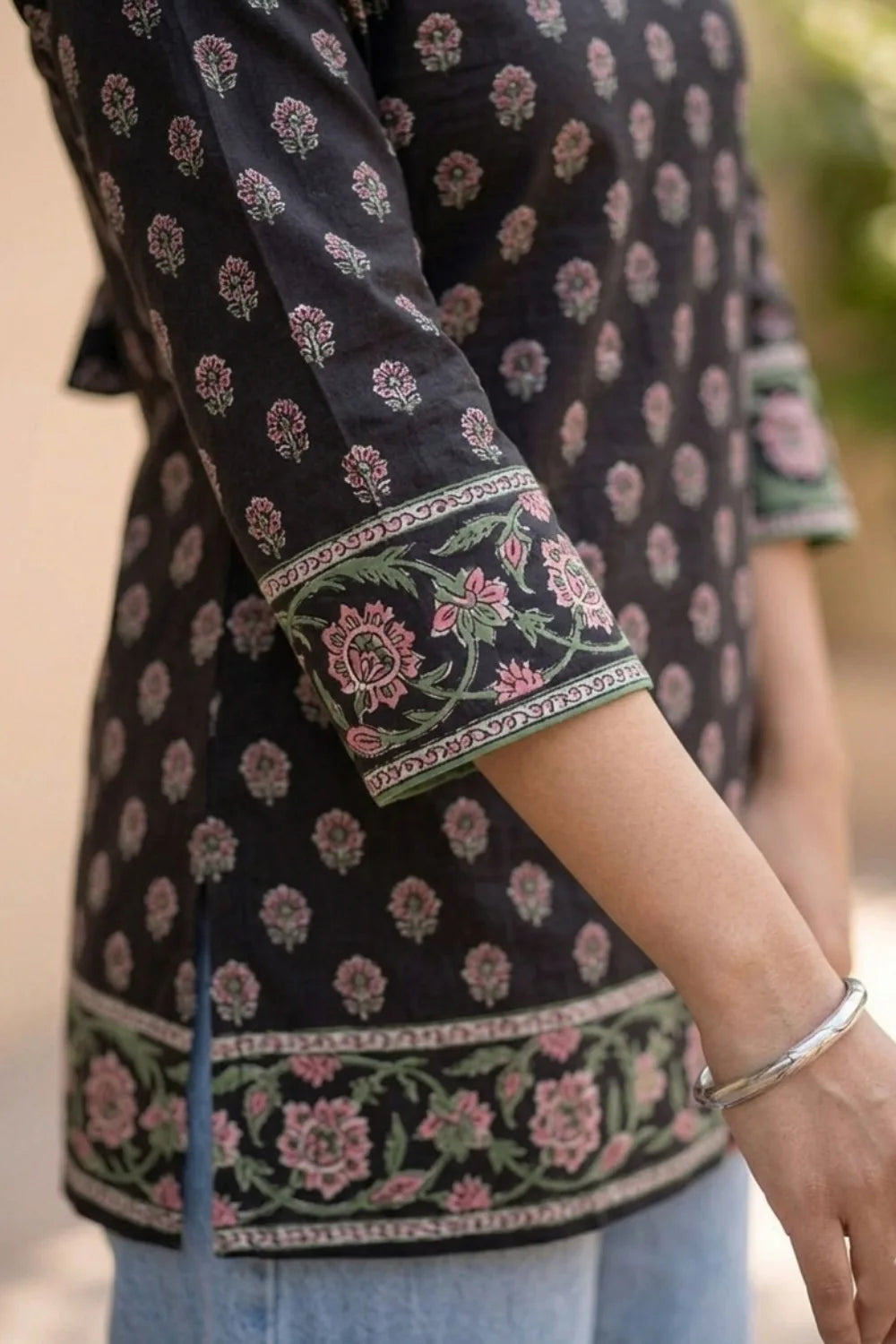 Maroon Short Block Print Kurti