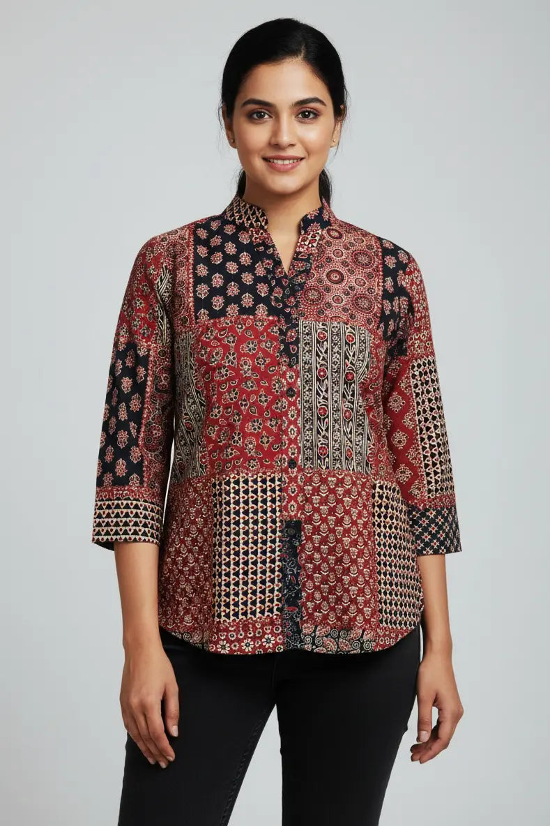 Stylish Jaipuri kurti made from soft cotton Jaipuri kurti fabric, designed as a trendy short kurti for women with 3/4 sleeves. This elegant short kurti features a beautiful Jaipuri print, making it a perfect short kurtis for jeans and a comfortable cotton kurti for everyday wear.