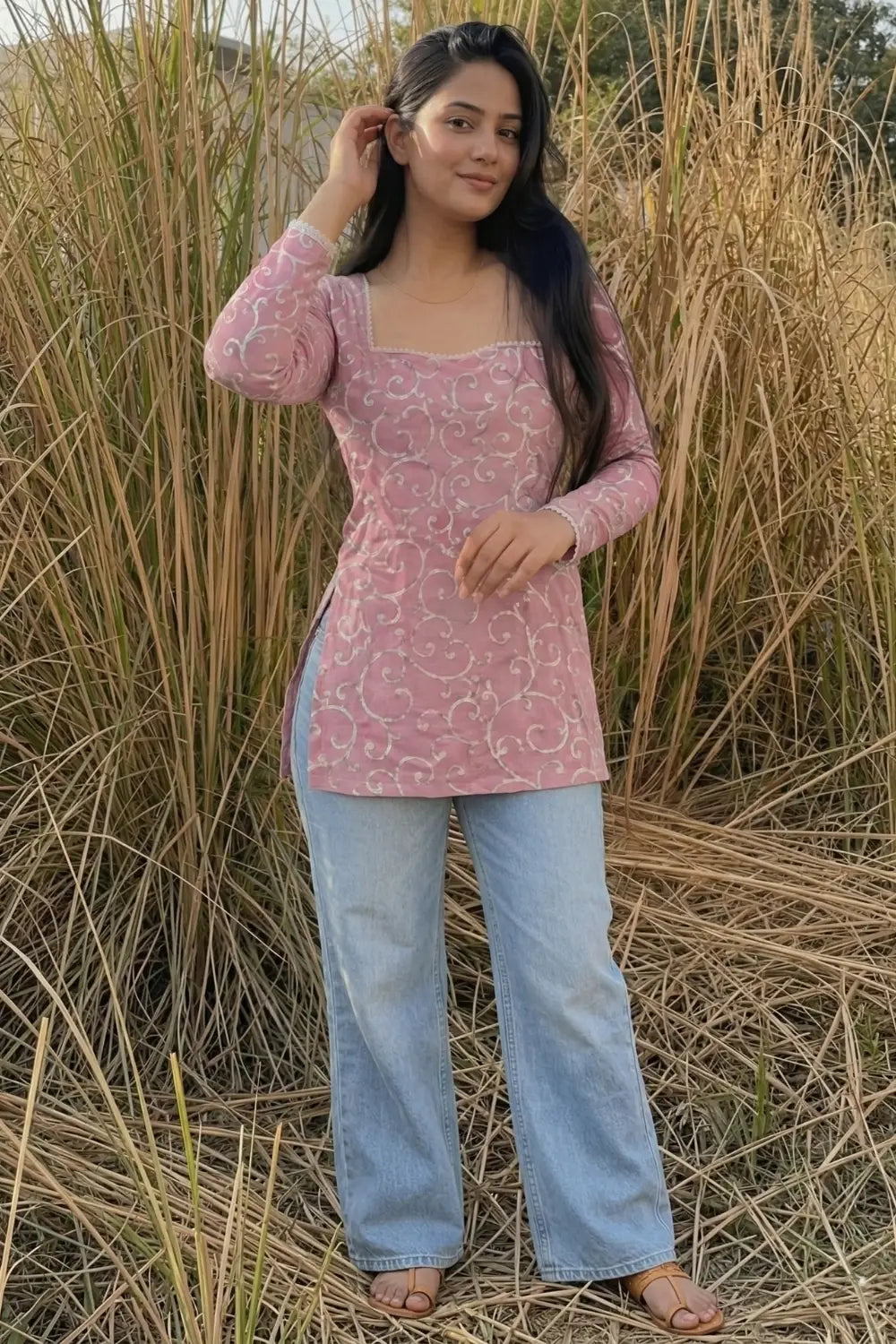 Light Pink Short Kurti