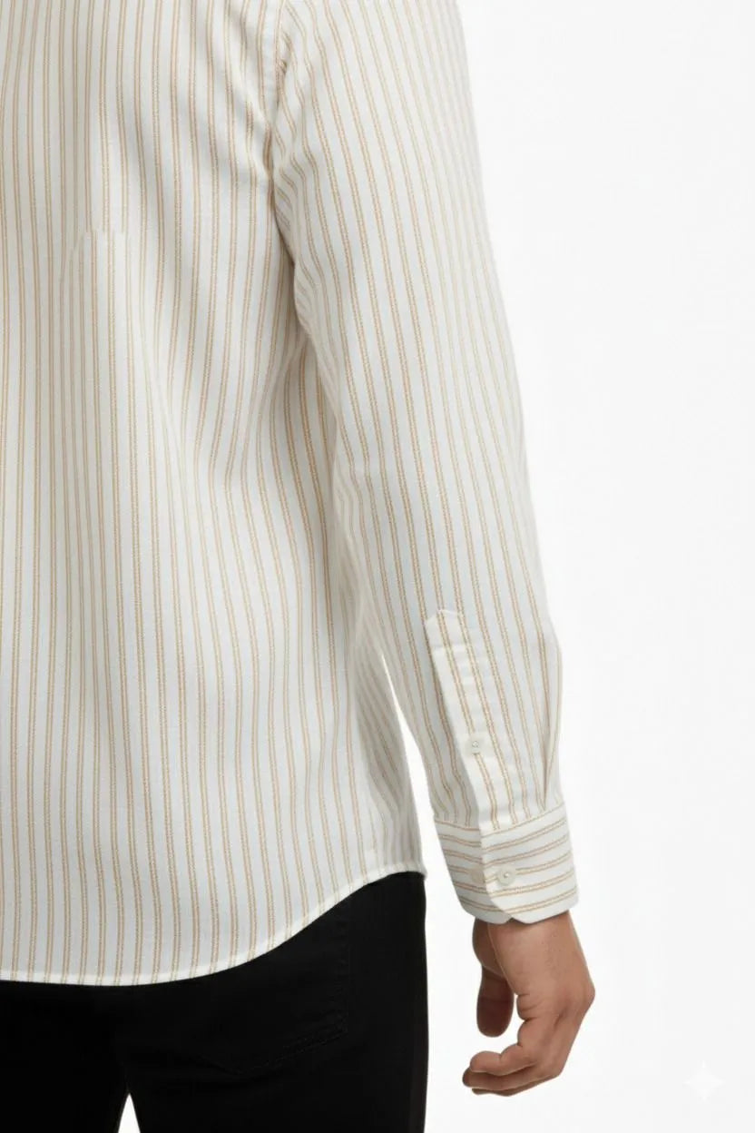 White Striped Pure Linen Shirt for Men