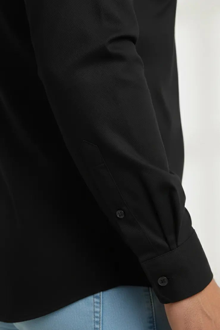 Stylish black shirt for men made from premium cotton shirt fabric, perfect men shirt for daily wear, trendy men black casual shirt designed for comfort, ideal designer shirts for men and classic cotton shirts for men.