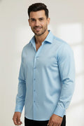 Sky blue formal shirt for men, stylish cotton shirt perfect for office wear, designer shirts for men, comfortable cotton shirts for men, ideal shirt for men for formal occasions.