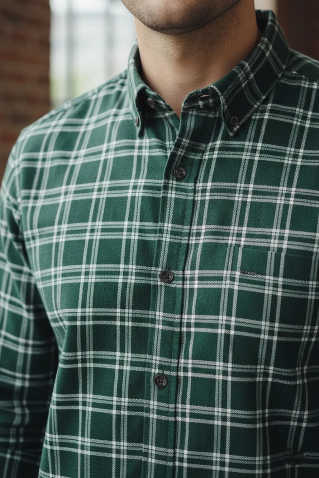 Men cotton check shirt, regular fit long sleeve shirt for men