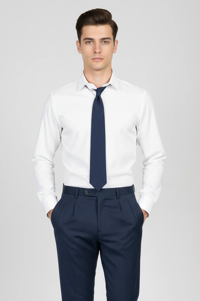 men navy blue formal trouser -  front