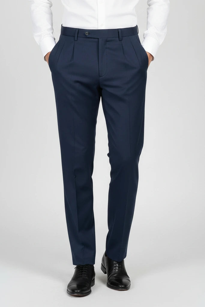 men navy blue formal trouser - front focus