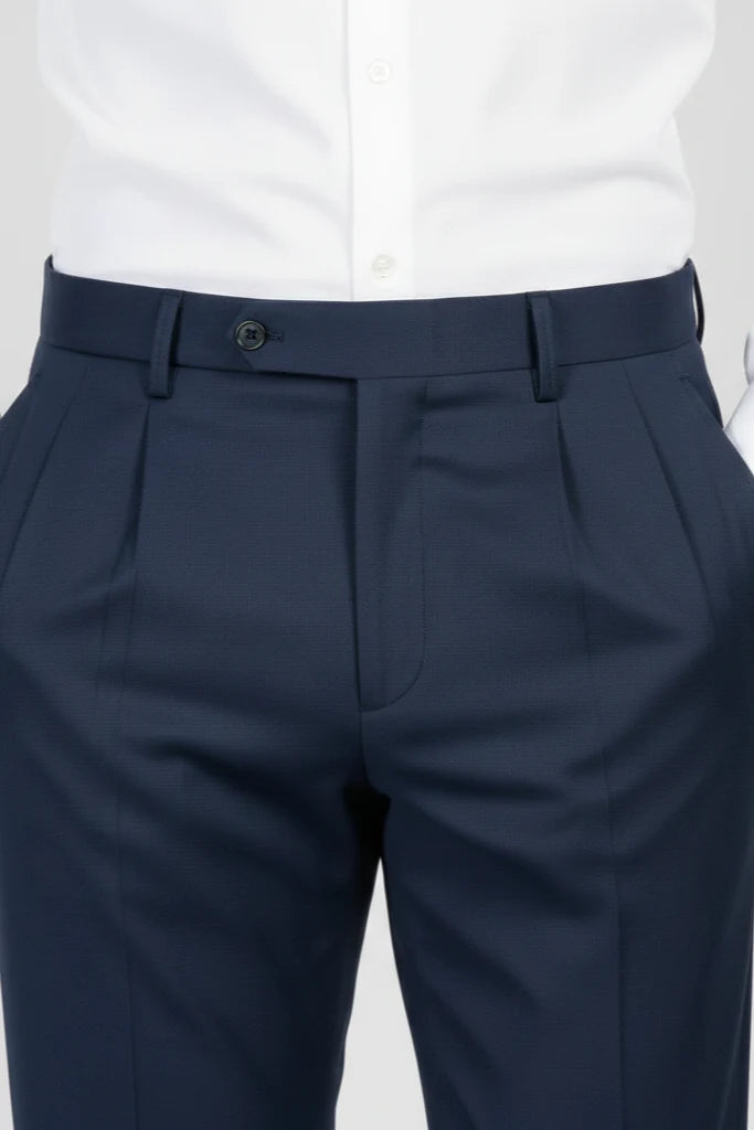 men navy blue formal trouser -  front  zoom
