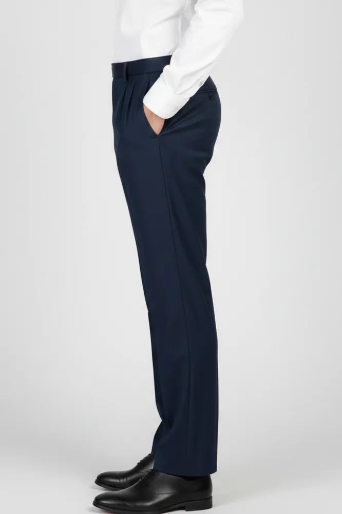 men navy blue formal trouser -  side view
