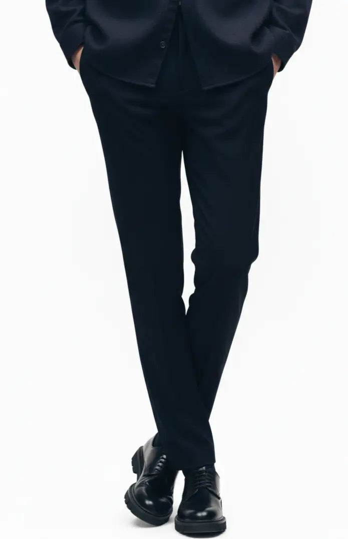 
Men’s navy blue cotton casual trousers designed for everyday wear, comfortable and breathable cotton fabric, stylish casual trousers for men suitable for office, travel, and daily use.