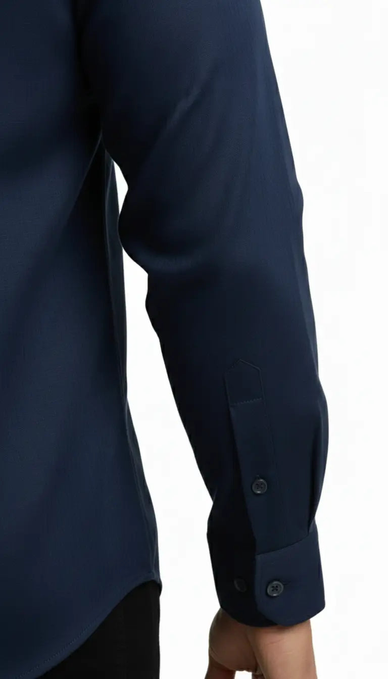 Smart navy blue shirt for men made from soft cotton shirts for men, featuring a classic navy blue formal shirt design. This dark blue shirt offers a polished look, making it an ideal men shirt for office and formal wear.