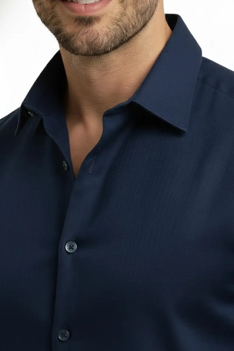 Men’s Navy Blue Cotton Casual Shirt