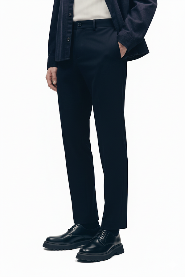 Navy Blue Cotton Formal Trousers for Men