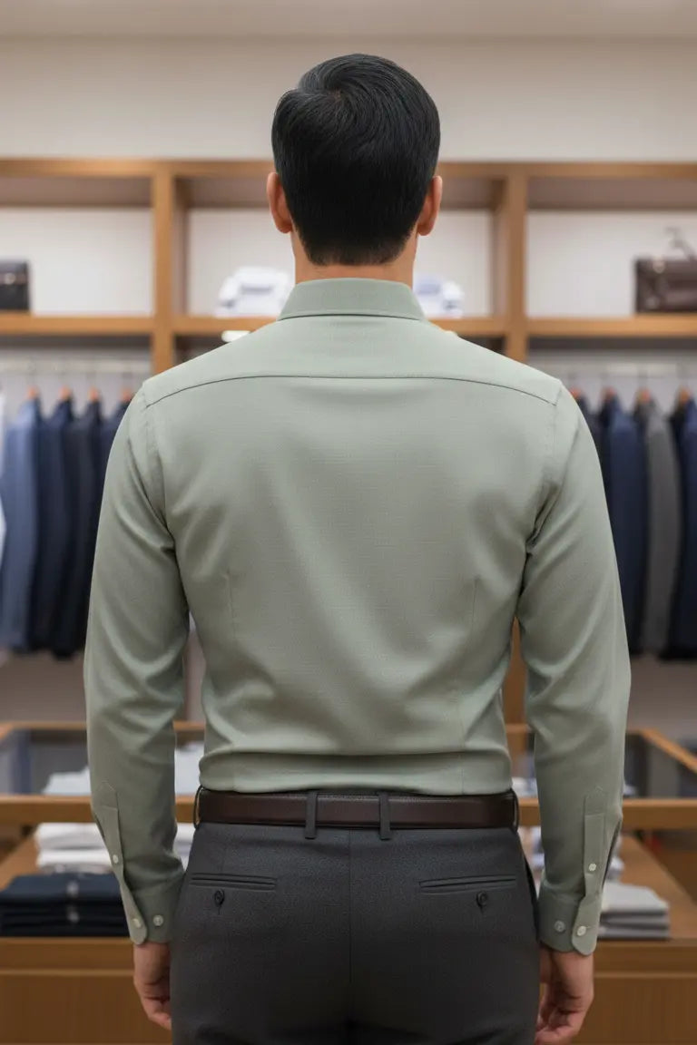 Stylish olive green shirt for men crafted from soft cotton shirt fabric, designed as a comfortable olive green shirt for men with a modern look. This green men shirt works perfectly as a men party wear shirt and everyday style, blending well with mens casual shirts and premium designer shirts for men collections. A versatile mint green shirt tone makes it ideal for smart casual and party wear.