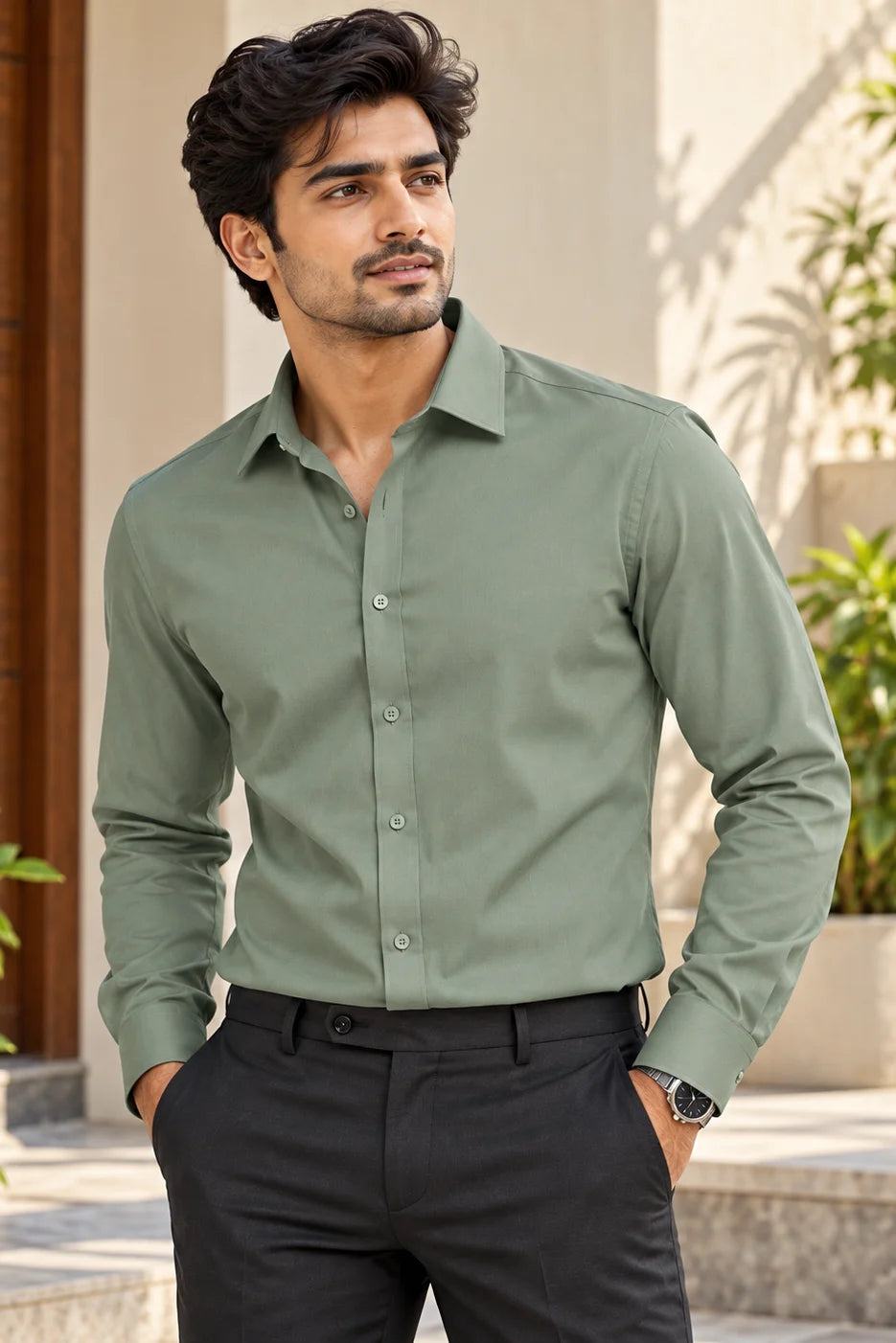 Mint Green Cotton Shirt for Men | Full Sleeve Casual Shirt | Solid Formal & Smart Casual Wear