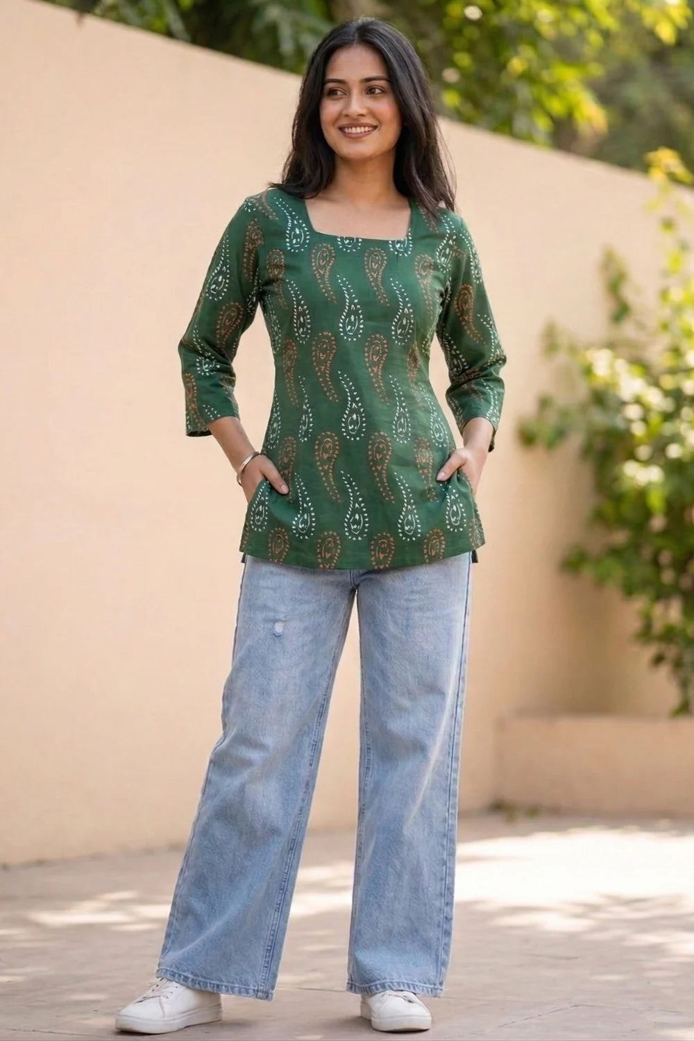 Women Sanganeri Print Short Kurti
